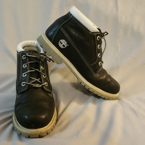 Timberland Black Ankle Boots with White Trim